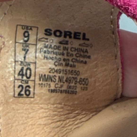 Sorel Women's Cameron Ankle-Strap Platform Sandals fuchsia white suede size 9 sh - Picture 5 of 10